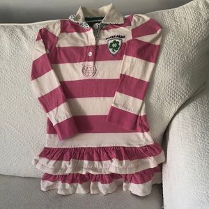 100% cotton ND girls pink&white rugby dress